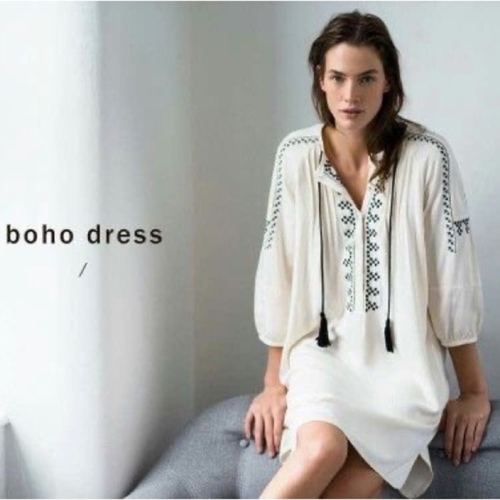 ZARA Embroidered Boho Chick Dress